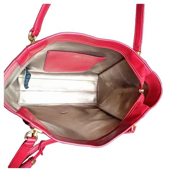 Ralph Lauren Large Red Saffiano Leather Tassel Tote - Picture 13 of 14